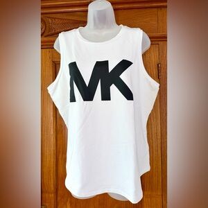 Michael Kors White Sleeveless Top with Black MK Logo